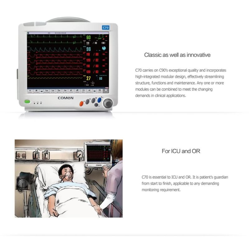 12.1 Inch Modular Multi-Parameter Patient Monitor Touch Screen Handheld Vital Signs Monitor Ce Certificate (SC-C70)
