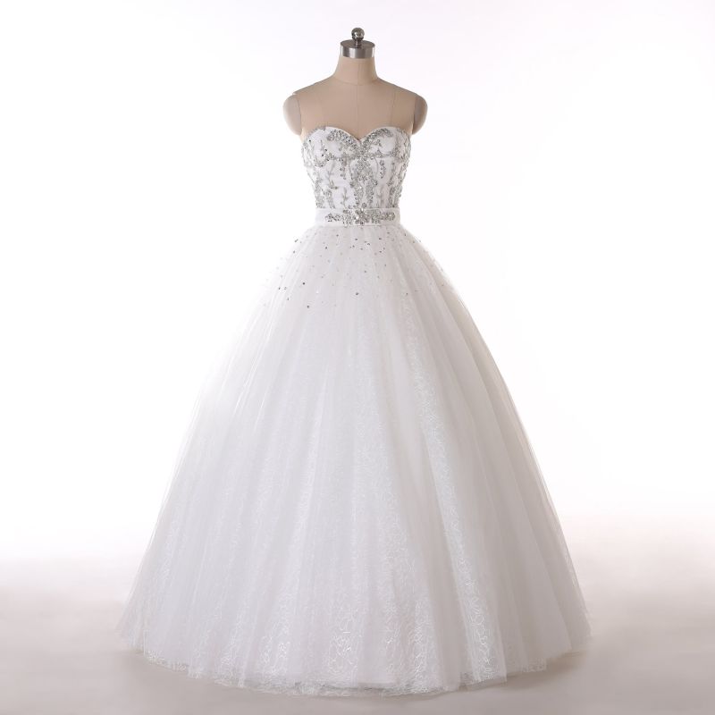 Beaded A Line Floor Length Wedding Dress