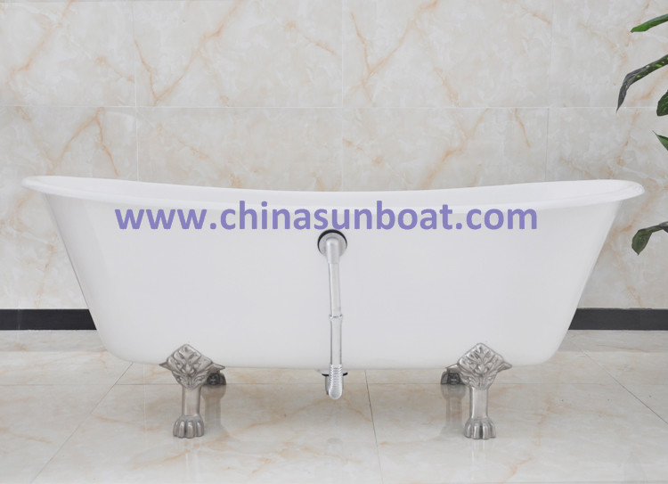 Cast Iron Bathtub Independent Enamel Bathtub European Classical Double Deepening Enamel Bathtub