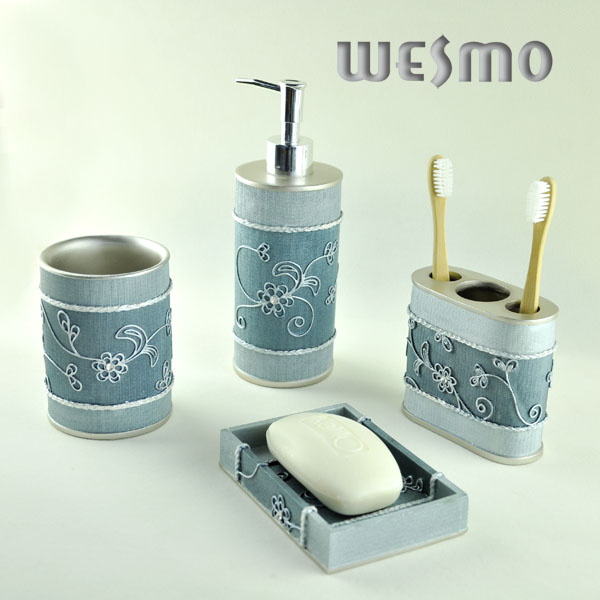 Floral Polyresin Bath Accessories 4sets (WBP0216A)