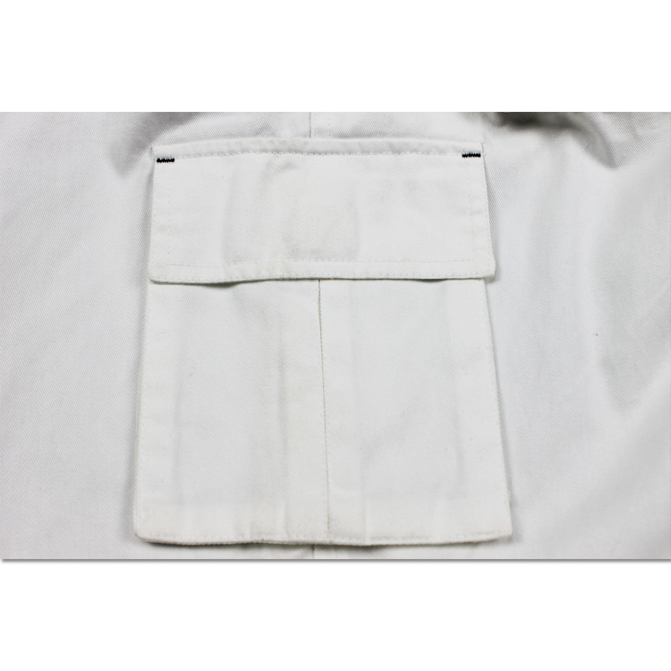 Wholesale Sportswear Twill Cargo Six Pocket White Bermuda Shorts