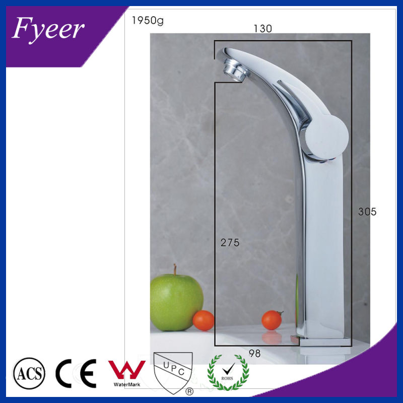 Fyeer High Arc Single Handle&Hole Chrome Bathroom Sink Wash Basin Faucet Water Mixer Tap