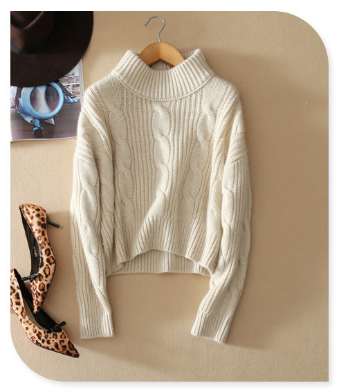 3gg Knitted Sweater Pure Cashmere Top Pullover with Crew Neck and Long Sleeves