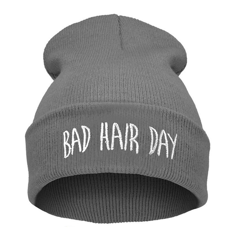 Unisex Knitted Bad Hair Day Punk Embroidery Winter Warm Hat Beanie (HW146)