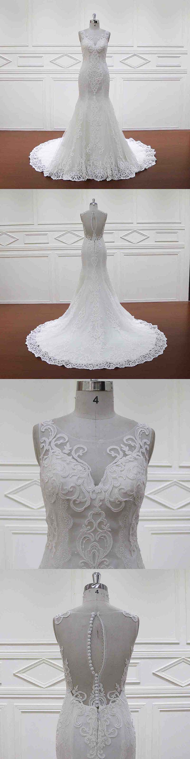 High Quality Lace Mermaid Backless Bridal Wedding Dress