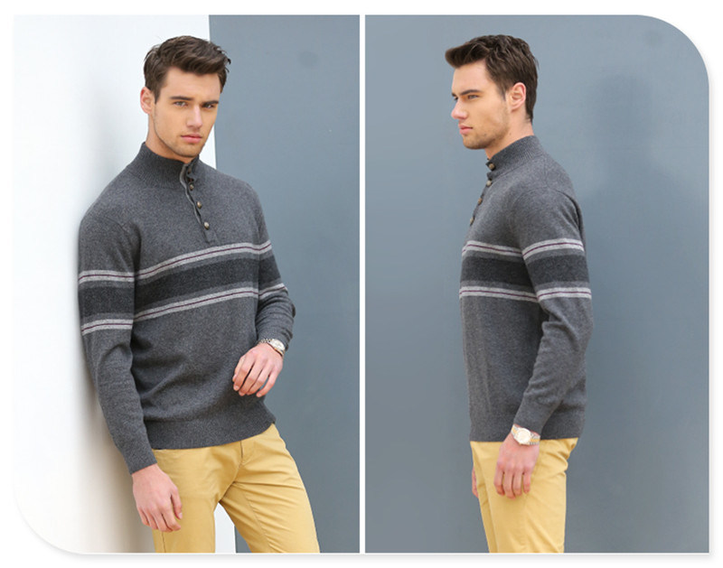 Polo Neck Men's Cashmere Sweater/Christmas Sweater Knitting Patterns