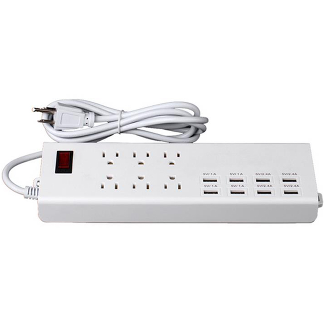 6 Outlet Socket Power Strip 8 Ports USB Extension Charger with Us Standard Plug Socket