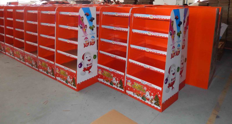 Cmyk Printed Cardboard POS Display, Floor Display Rack