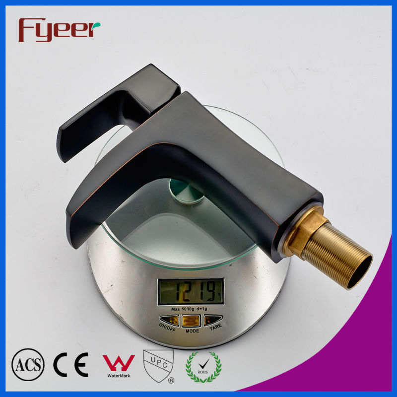 Fyeer New Black Water Tap Waterfall Brass Basin Faucet