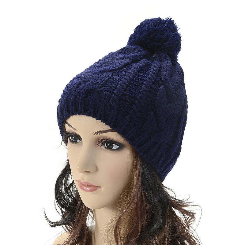 Womens Mens Unisex Ball Cap POM POM Knitted Winter Warm Beanies Thick Hat (HW104)