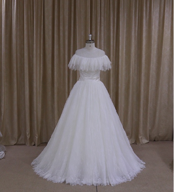 M803 Pretty Pleated Neckline Wedding Dress 2016 New Arrival