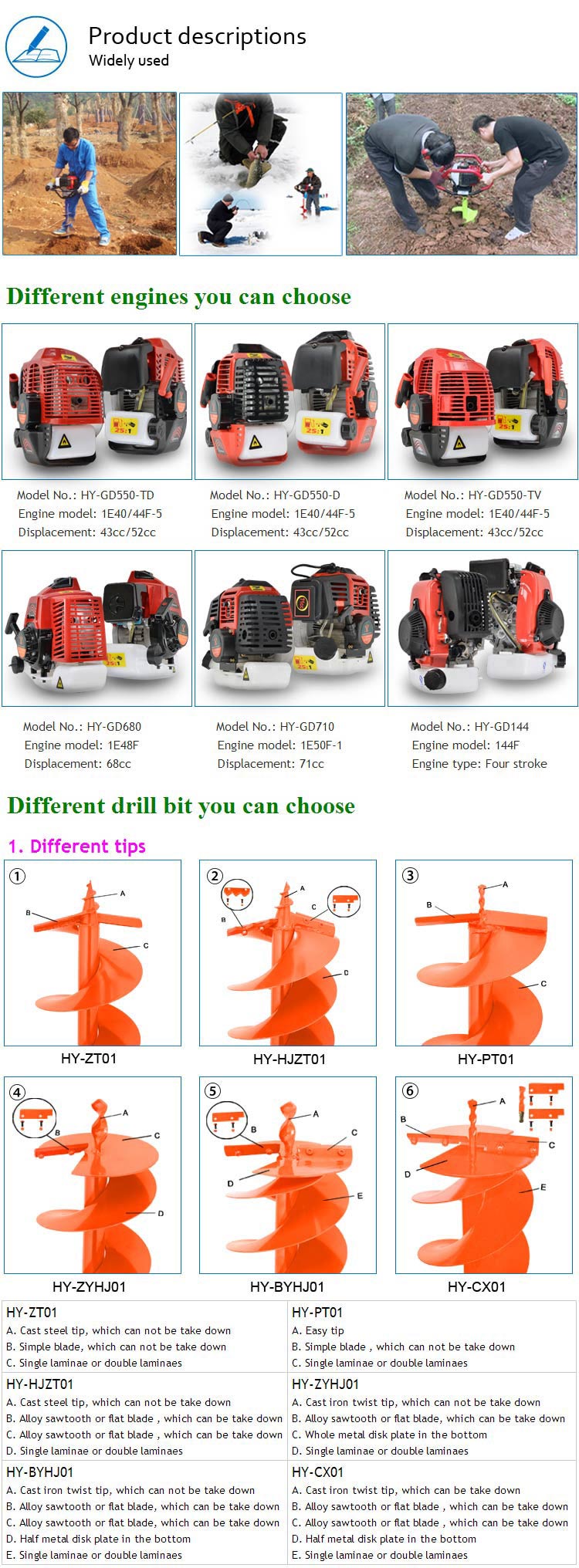 Professional 52cc Earth Auger in Hot Sale