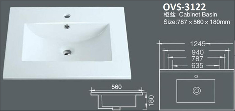 Thin Edge Ceramic Cabinet Sink/Vanity Top (A-3122)