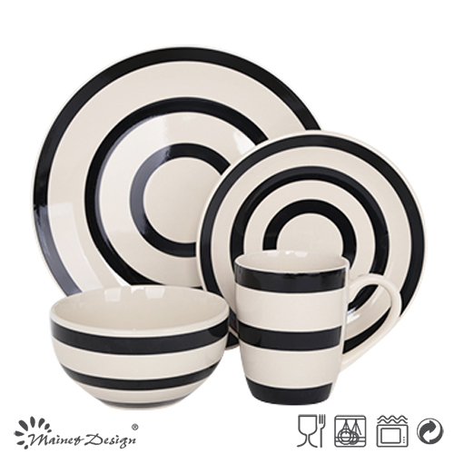 2016 New Item 16PCS Black & White Strip Dinner Set