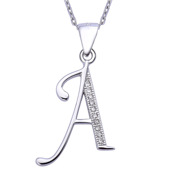 925 Silver Letter a Pendant Mounted Jewelry with Zircon