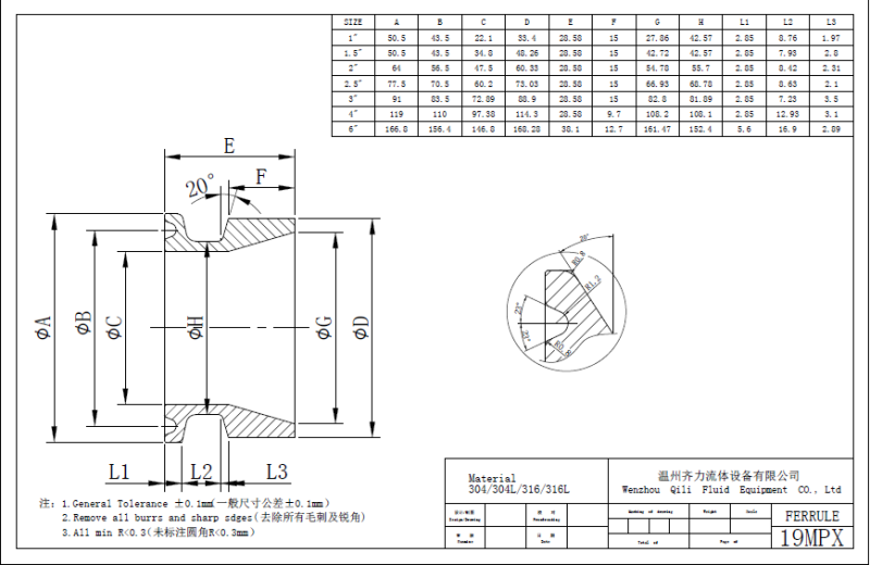 3A 19mpxpipe Size Clamp X Schedule 10s Weld Adapter