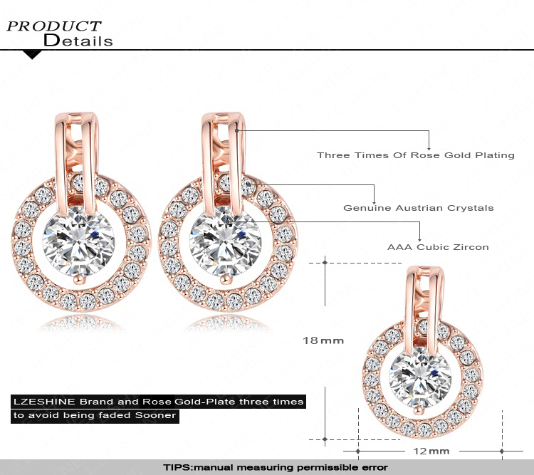 Fashion Czech Crystal Wedding Stud Earring for Women (ER0056)