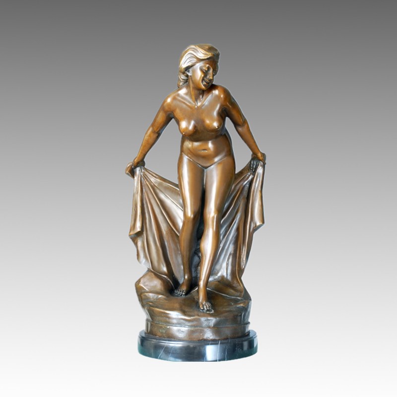 Nude Bronze Garden Sculpture Madam Bathing Decor Brass Statue TPE-160