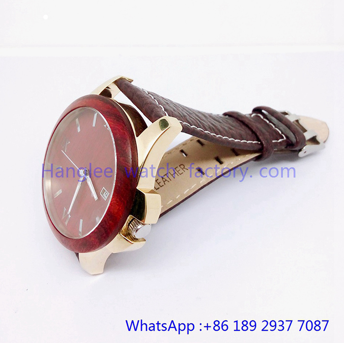 Top-Quality Stainless and Wood Quartz Watches Water Resistant Hlja-15059