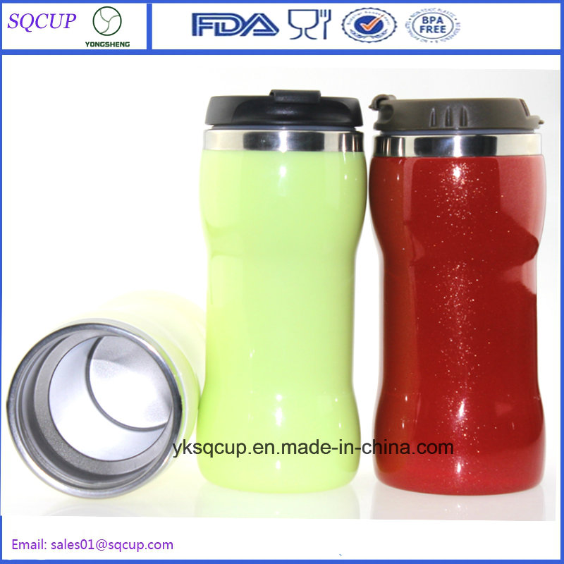 New Design Gourd Shape Stainless Steel Auto Mug/Vacuum Thermos Travel Mug with Leak-Proof Lid