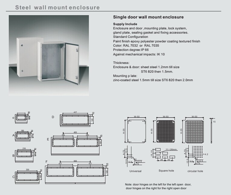 2016 Tibox Steel Single Door Wall Mount Enclosure