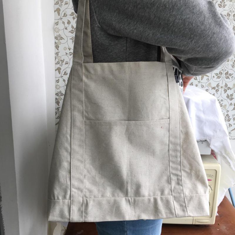 Promotional Hot Sale Hemp Shopping Bag with Pocket Outside