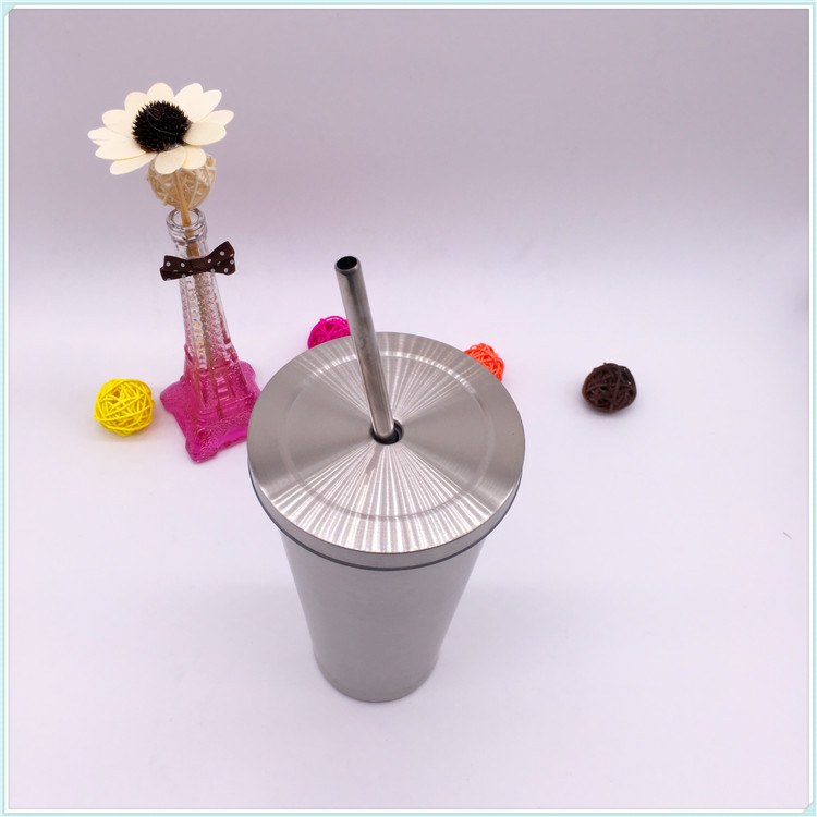 450ml Stainless Steel Travel Mug with Stainless Steel Straw (SH-SC49)