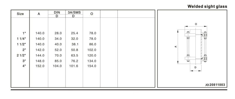 Sanitary Sight Glass Thread Stainless Steel Tank Fittings