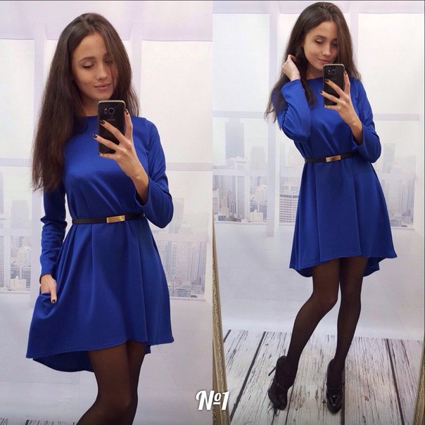 2016 Long Sleeve Pure Color Seam Detail Latest Design Women Fashion Tunic Dress