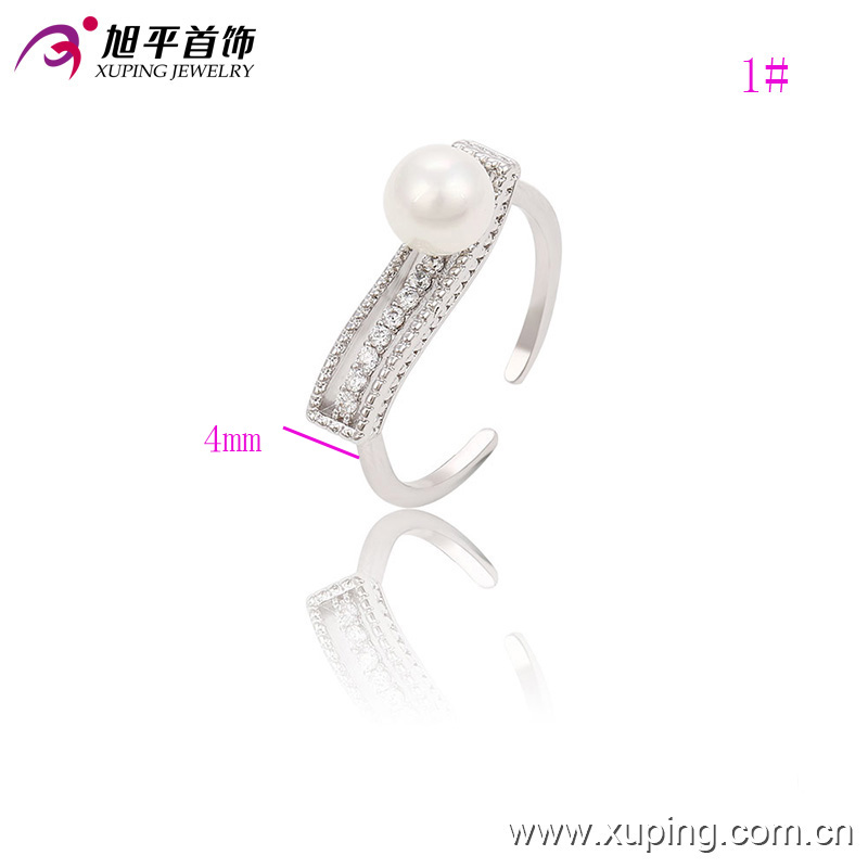 Fashion Fancy Rhodium-Plated Imitation CZ Pearl Jewelry Finger Ring for Women -Ring-70