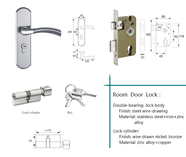 Stainless Steel Wooden Door Locks for Houses