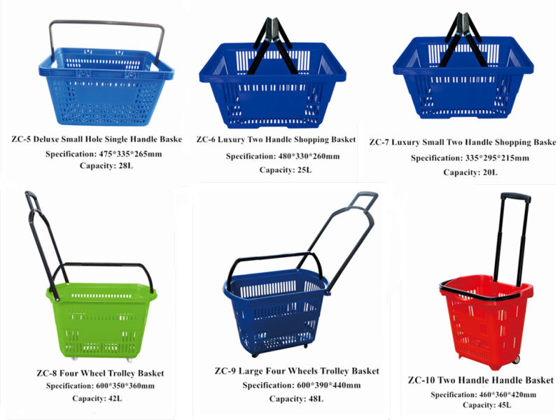 Supermarket New Plastic Shopping Basket Handle Basket