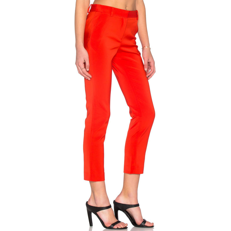 Polyester Bright Red Fashion Pants for Women