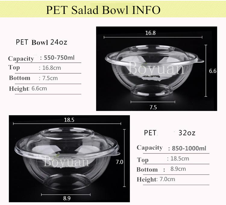 High Quality Disposable Clear Salad Bowl with Lid