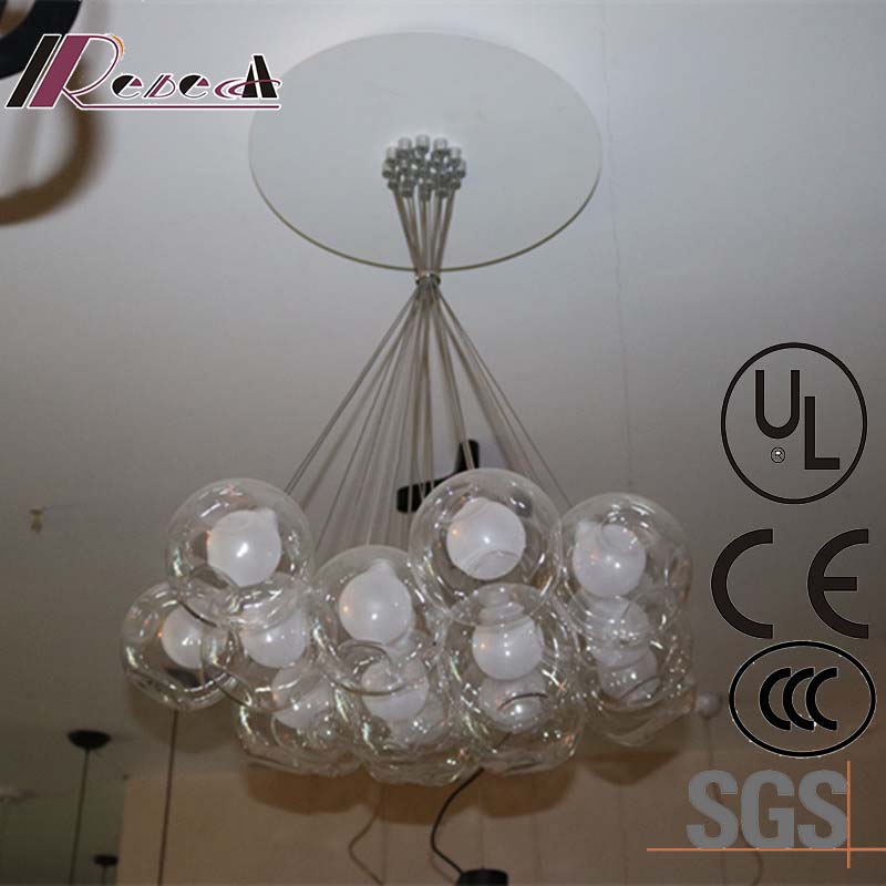 European Hotel Decorative Clear Glass Round Pendant Lamp