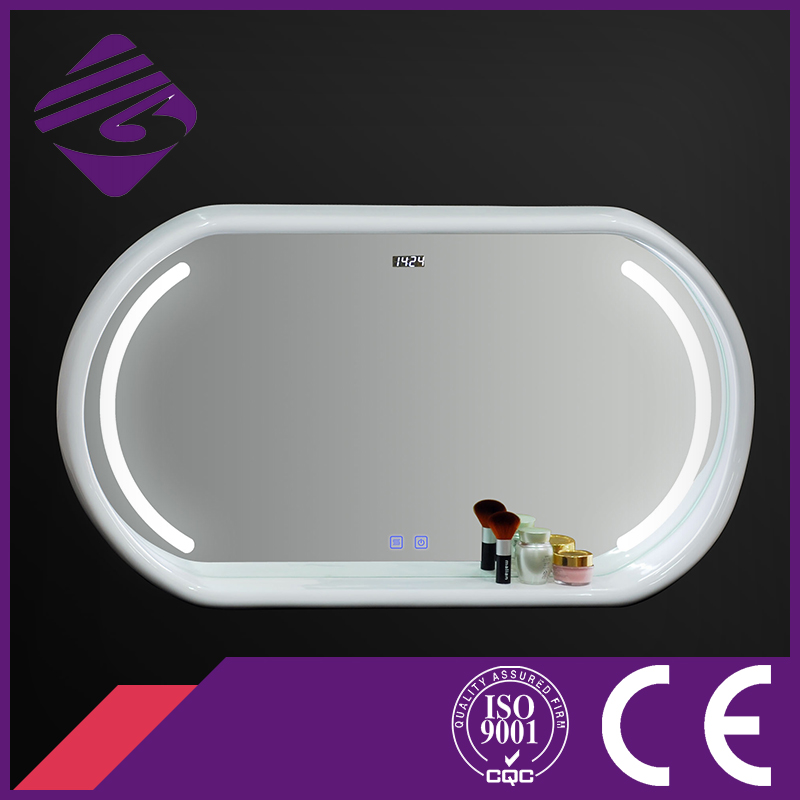Jnh290 Touch Screen Wood Frame LED Bathroom Mirror with Clock