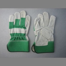 Cow Split Leather Half Lined Full Palm Green Work Glove