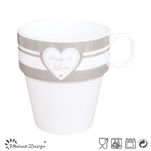 10oz Stackable Ceramic Mug with Valentine Decal Design