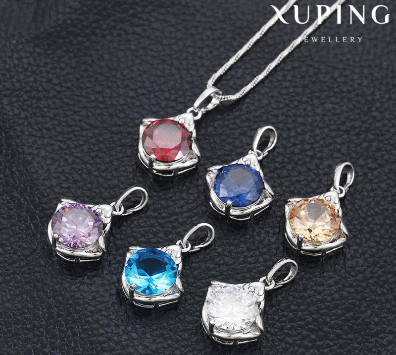 32702 Fashion Elegant Crystal Jewelry Chain Pendant in Rhodium Color