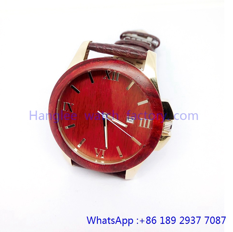 Top-Quality Stainless and Wood Quartz Watches Water Resistant Hlja-15059