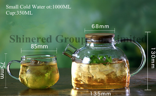 1.8L Short Mouth Hot Water Bottle, Cold Water Kettle Borosilicate Glass Kettle with Handle