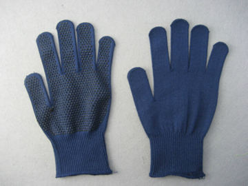 10g String Liner Blue Thermolite Knited Glove with Black PVC Dots