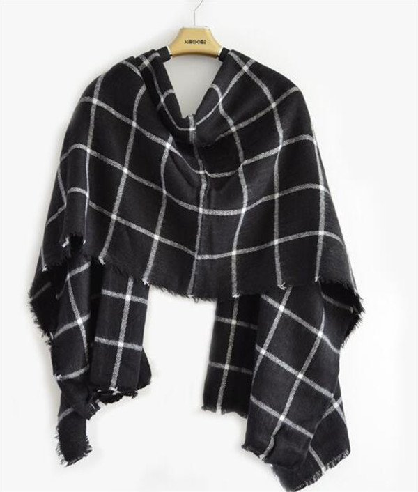 New Autumn and Winter Imitation Cashmere Couples Black Plaid Scarf