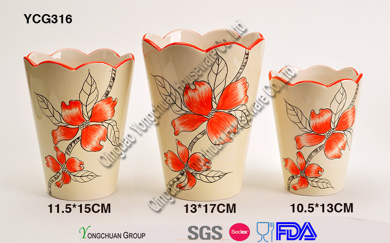 Customized Flower Pots with Decal for Wholesale