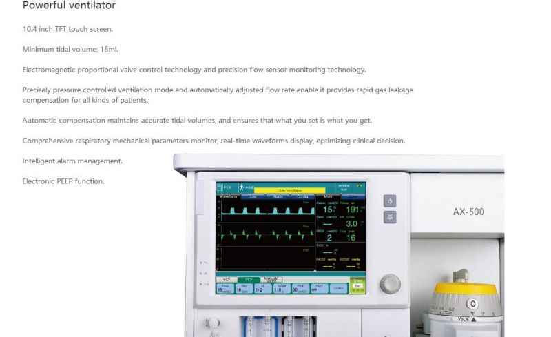 Touch Screen Anesthesia Machine with Ventilator Anesthesia with Ce (SC-AX500)