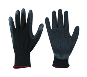 13G Polyester Lining Black Latex Coated Glove