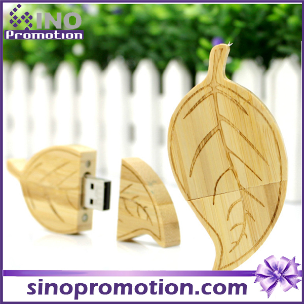 Wholesale Leaf Shape 32GB Wooden USB Flash Drive