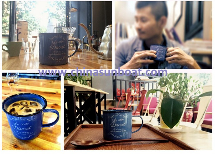 Sunboat Enamel Mug Coffee/Milk/Tea Enamel Mug Drink Cup Tableware/ Kitchenware/ Kitchen Appliance