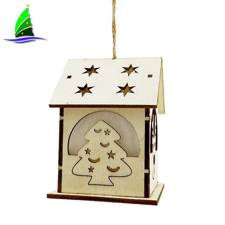 Hanging Ornaments LED Wooden House