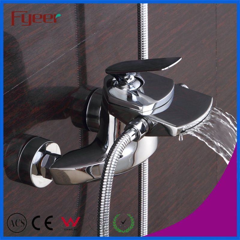 Wall Mounted Waterfall Bathtub Faucet with Hand Shower Head